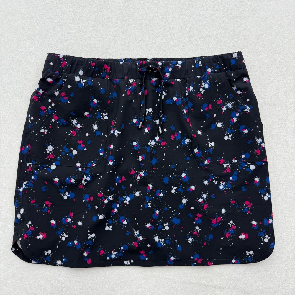 Chico's Zenergy Neema Skort Skirt Women's 1.5 M Medium Paint Splatter Black